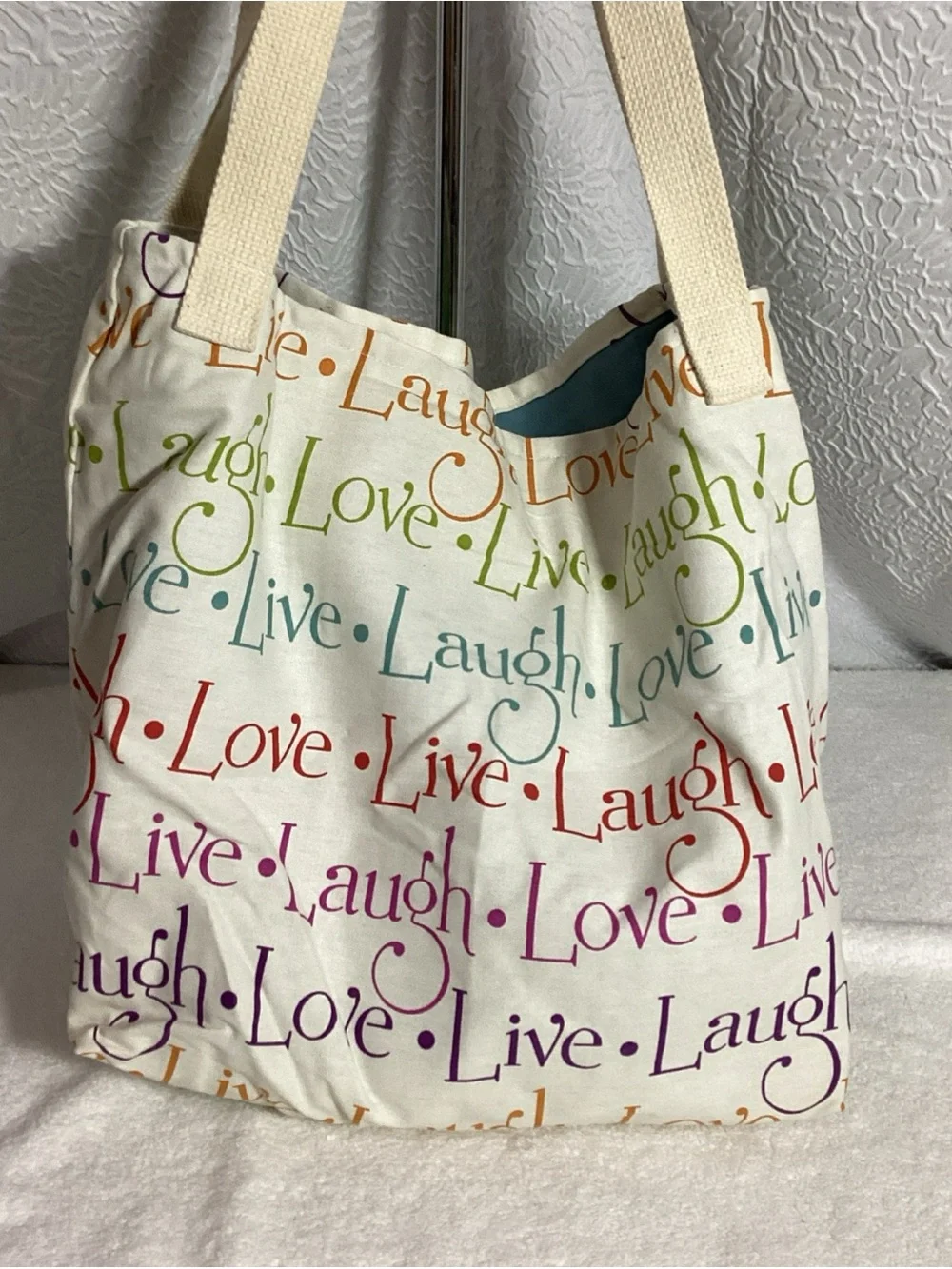 Live Laugh Love Cloth Canvas Shopper Tote “Life is Better in Flip Flops” NWOT - Picture 5 of 12
